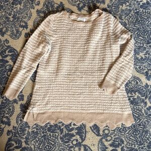 Elle Women's Cream Sweater with Scalloped Hem